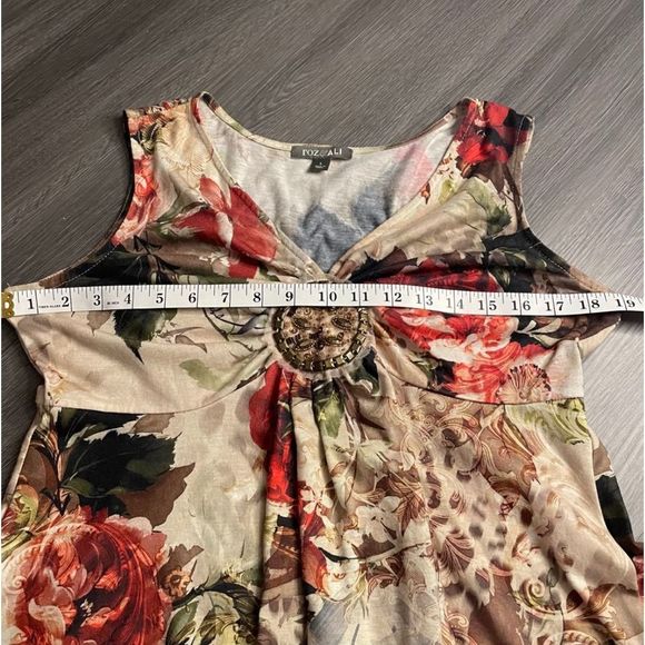 Y2K Floral Watercolor Roses Paisley Peplum Embellished Tank Top Size Large Women - Picture 4 of 5